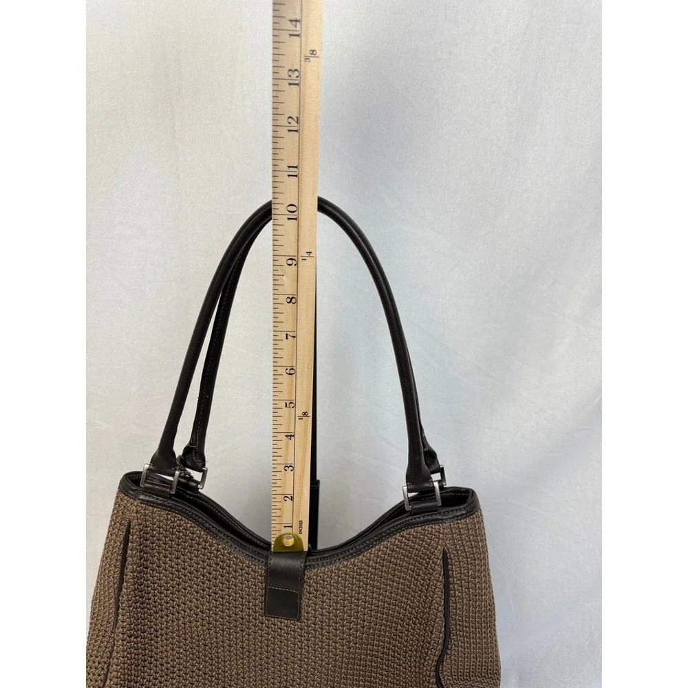 The Sak Brown Woven Shoulder Bag /Purse Dark Brown Faux Leather‎ Trim